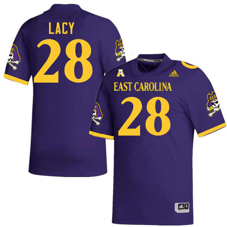 #28 DeJuan Lacy East Carolina Pirates College Football Jersey Stitched-Purple